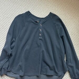 Navy Blue Long Sleeve Henley Shirt